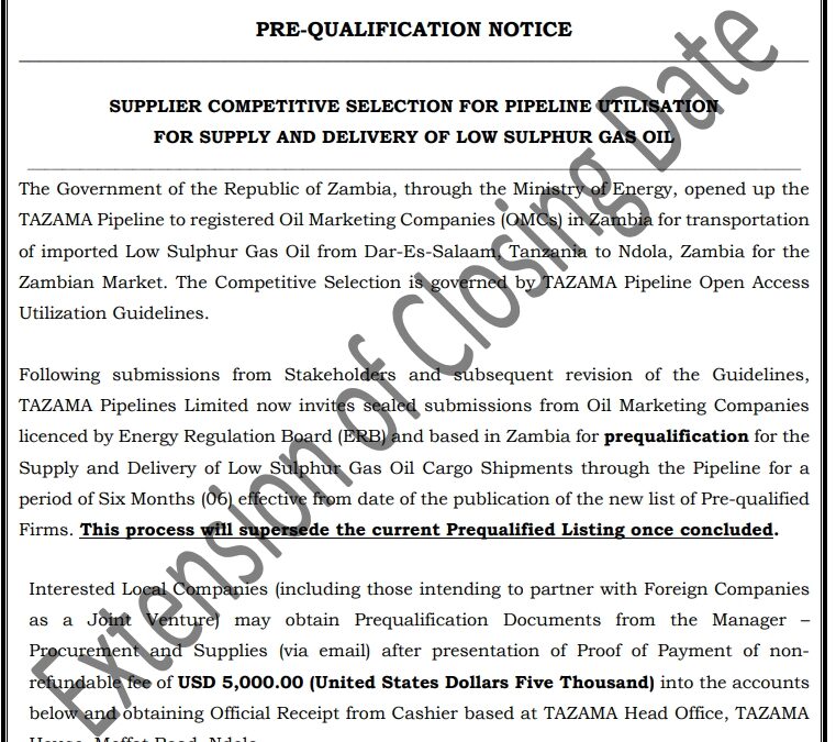 SUPPLIER COMPETITIVE SELECTION FOR PIPELINE UTILISATION.