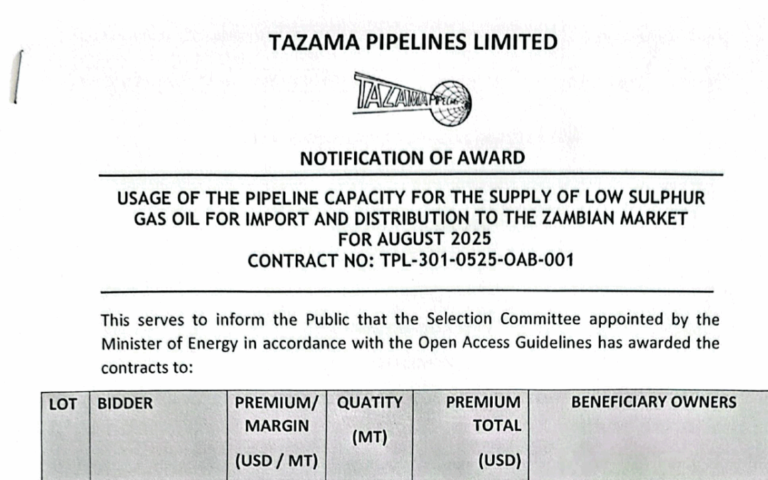 NOTIFICATION OF AWARD