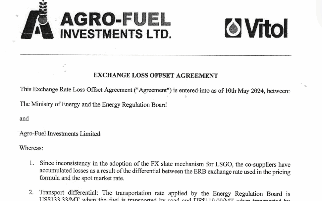 AgroFuel Exchange Loss Offset Agreement