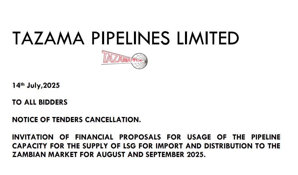NOTICE OF TENDER CANCELLATION.