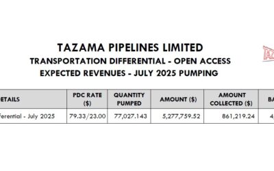 TRANSPORTATION DIFFERENTIAL – OPEN ACCESSEXPECTED REVENUES – JULY 2025 PUMPING