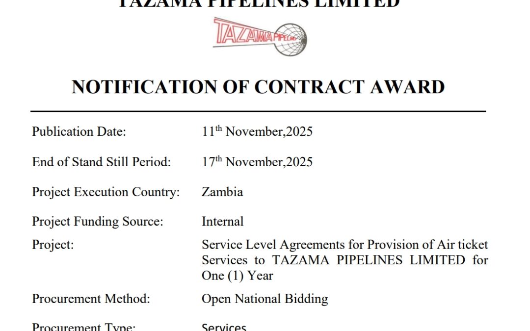 NOTIFICATION OF AWARD