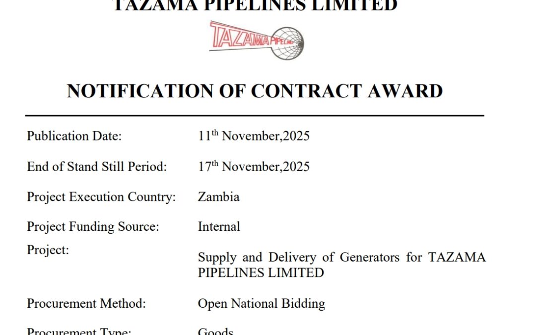 NOTIFICATION OF AWARD