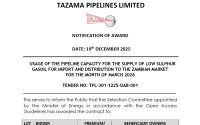 NOTIFICATION OF AWARD FOR MARCH 2026