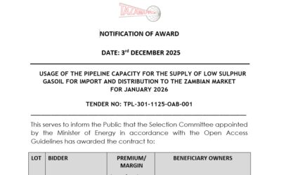 PUBLIC ANNOUNCEMENT – USAGE OF THE PIPELINE CAPACITY FOR THE SUPPLY OF LOW SULPHUR GASOIL FOR IMPORT AND DISTRIBUTION