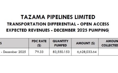 TRANSPORTATION DIFFERENTIAL – OPEN ACCESSEXPECTED REVENUES – DECEMBER 2025 PUMPING