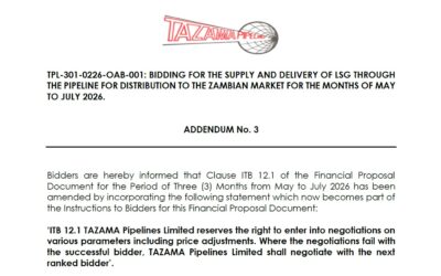 TPL-301-0226-OAB-001: ADDENDUM NO.3 FOR THE SUPPLY OF LSG FOR IMPORT AND DISTRIBUTION TO THE ZAMBIAN MARKET FOR MAY, JUNE AND JULY 2026.