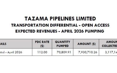 TRANSPORTATION DIFFERENTIAL – OPEN ACCESSEXPECTED REVENUES – APRIL 2026 PUMPING